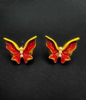 Vintage Enamel Butterfly Elegant Earrings