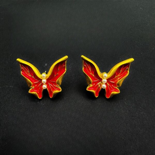 Vintage Enamel Butterfly Elegant Earrings