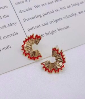 Pencil Shavings Shaped Red Oil Drip Earrings