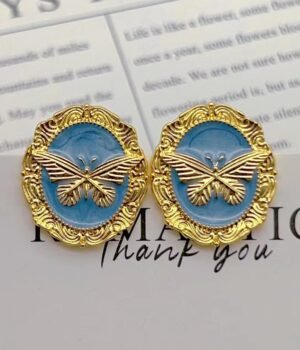 Vintage Haze Blue Butterfly Enamel Earrings