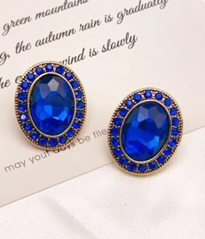 Geometric Oval Klein Blue Vintage Earrings