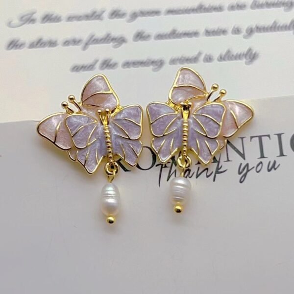 Vintage Imitation Pearl Butterfly Earrings Small