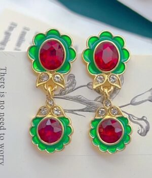 Vintage Style Flower Enamel Earrings