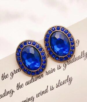 Sapphire Blue Oval Vintage Earrings