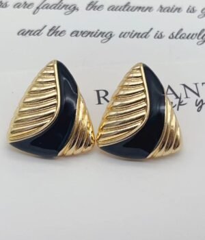 Vintage Black Drip Glaze Triangle Texture Elegant Earrings