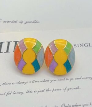 Vintage Elegant Vintage Sense Of Age Color Drip Enamel Glaze Earrings