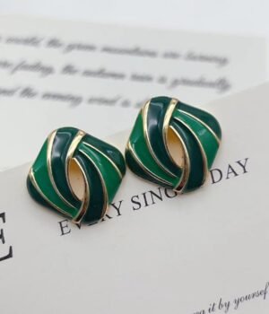 Vintage Green Drip Glaze Enamel Earrings