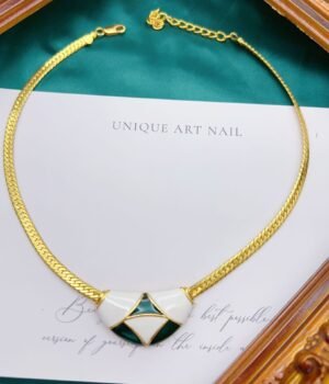 Vintage Diamond Enamel Arc Necklace