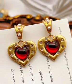 Pearl Ruby ??Heart-Shaped Diamond-Plated Real Gold