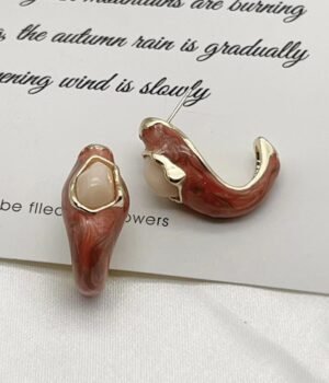 Drip Glaze Koi Elegant Earrings