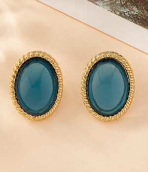 Vintage Elegant Geometric Oval Blue Resin Earrings