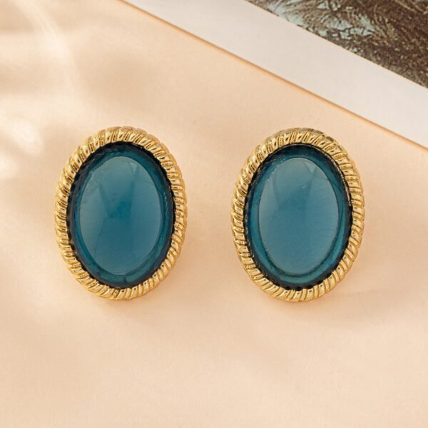 Vintage Elegant Geometric Oval Blue Resin Earrings