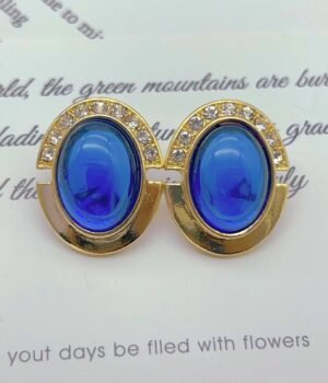 Vintage Blue Oval Resin Earrings