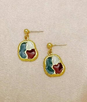 Irregular Shape Pendant Enamel Earrings Geometry