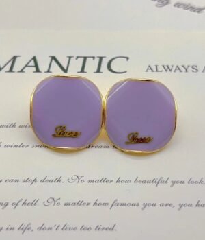 Love Purple Drip Oil Earrings