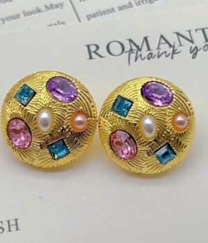 Vintage Baroque Colored Gemstone Earrings
