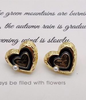 Vintage Gradient Enamel Texture Heart Earrings, Same Style As Pinellia Ternata Bas-Relief