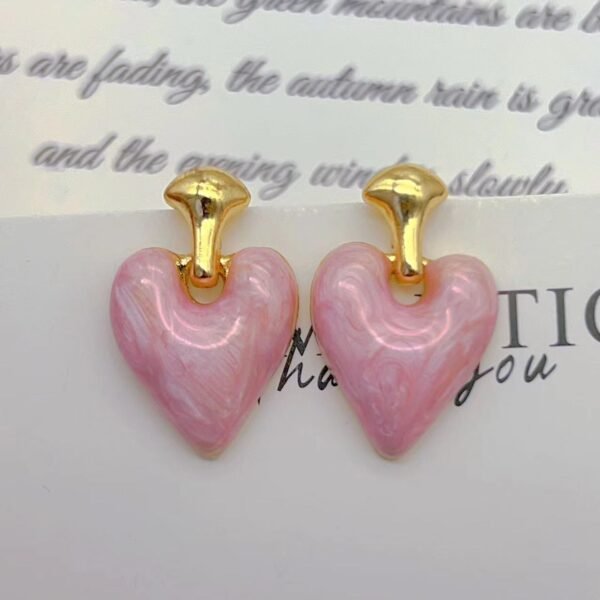Pink Drip Glaze Heart Earrings
