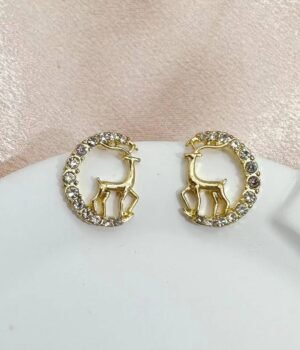 Xiaoyunmengze Elk-Shaped Earrings With Diamonds