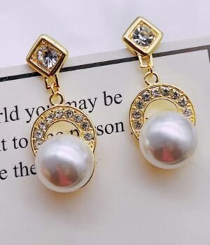 Imitation Pearl Diamond Earrings