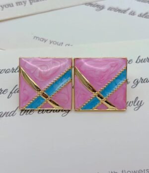 Vintage Luxury Drip Glaze Quicksand Pink Colorful Earrings