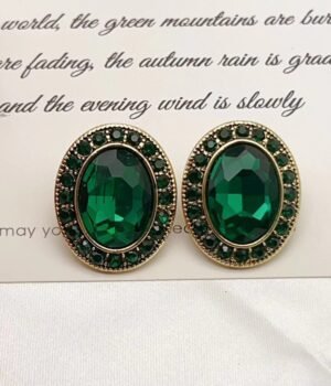 Geometric Oval Emerald Vintage Earrings
