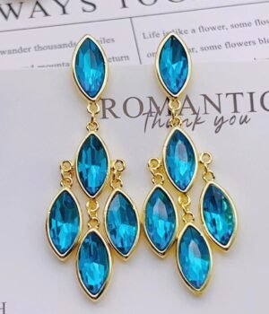 Vintage Long Pendant Blue Water Drop Elegant Earrings