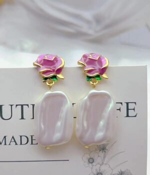 Baroque Imitation Pearl Irregular Earrings Flower