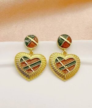 Vintage Morandi Color Matching Heart-Shaped Earrings