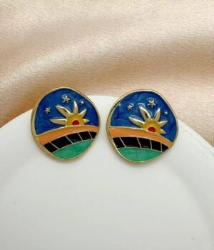 The Little Prince Series Hand-Painted Enamel Glaze Starry Sky Earrings