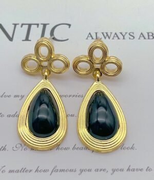 Black Water Drop Vintage Elegant Hollow Earrings