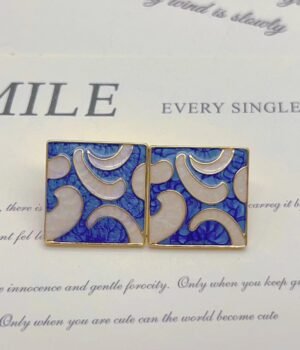 Enamel Earrings With Vintage Geometric Irregular Patterns