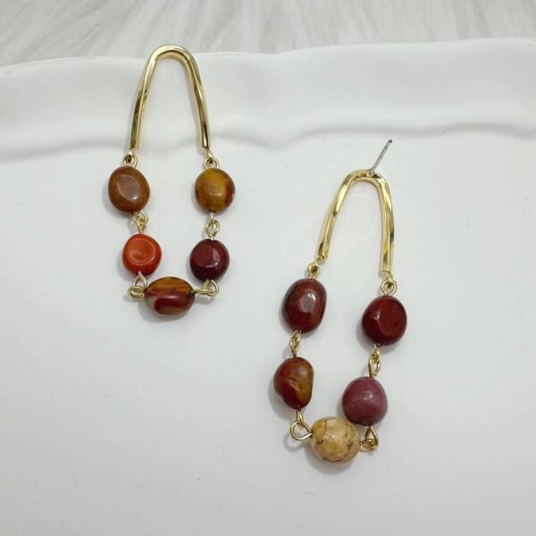 Tian Natural Stone Tassel Earrings Imitating Red Beans