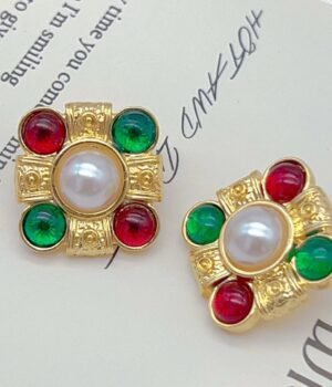 Geometric Square Pinellia Ternata Same Style Vintage Earrings