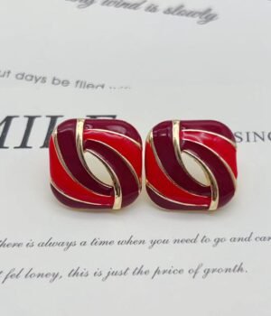 Vintage Red Drip Glaze Enamel Earrings