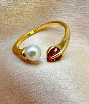 Vintage Heart Ruby ??Inlaid Open Ring Geometric Ring