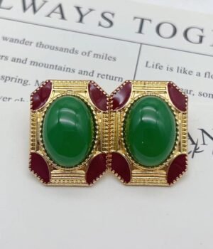 Vintage Green Resin Oil Drip Earrings