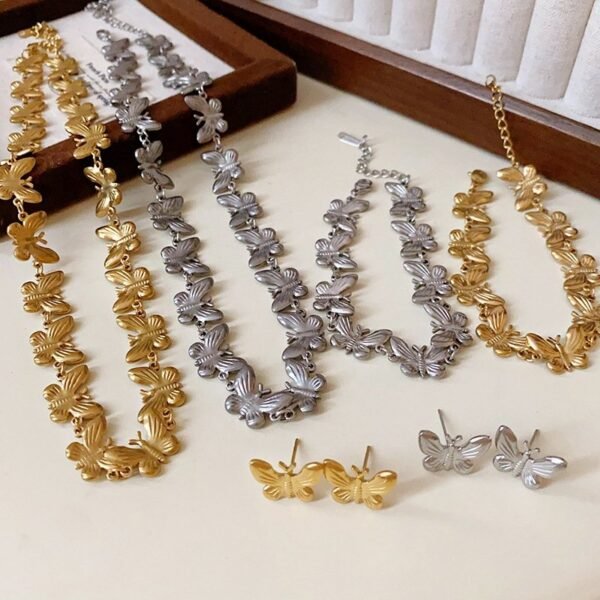 Stainless Steel Tarnish Free Waterproof Mini Butterfly Insect Style Necklace / Bracelet / Earrings / Jewelry Sets
