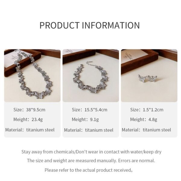 Stainless Steel Tarnish Free Waterproof Mini Butterfly Insect Style Necklace / Bracelet / Earrings / Jewelry Sets - Image 6