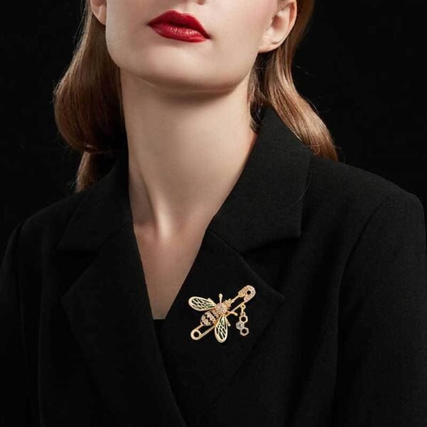 Enamel Color Rhinestone Inlaid Bumblebee Honeybee Bee Insect Brooch - Image 3