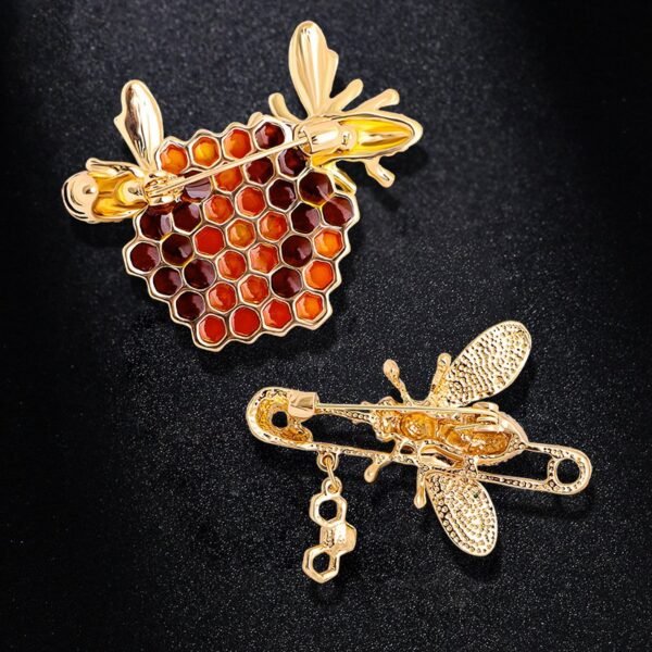Enamel Color Rhinestone Inlaid Bumblebee Honeybee Bee Insect Brooch - Image 2