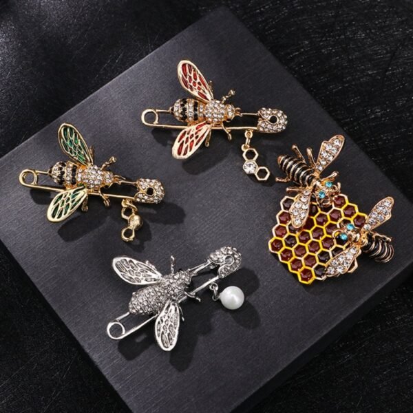 Enamel Color Rhinestone Inlaid Bumblebee Honeybee Bee Insect Brooch