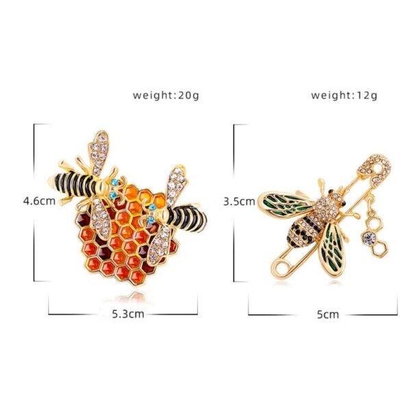 Enamel Color Rhinestone Inlaid Bumblebee Honeybee Bee Insect Brooch - Image 5