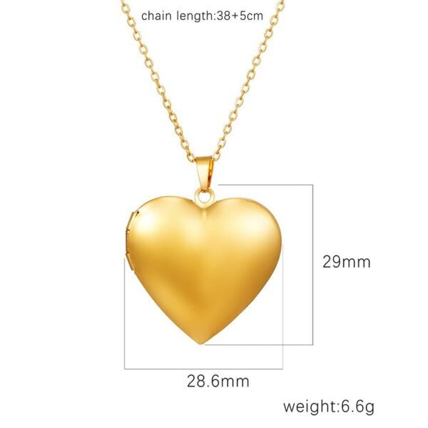 18k Gold Plated Stainless Steel Oval Heart Square Shape Locket Pendant Flower Tree Pattern Photo Frame Necklace Adjustable Chain - Image 4