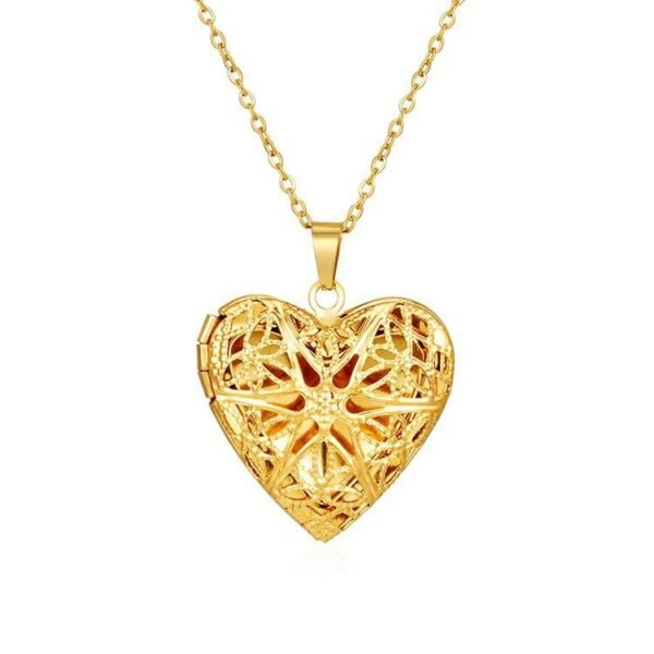 18k Gold Plated Stainless Steel Oval Heart Square Shape Locket Pendant Flower Tree Pattern Photo Frame Necklace Adjustable Chain - Image 6