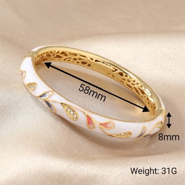 Chinese Traditional Style Bracelet Colorful Enamel Cloisonne Cuff Filigree Bangle Flower Leaf Pattern Relief - Image 8