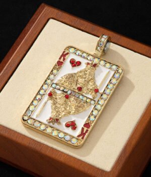 Playing Card Pendant Inlaid With Enamel Red Heart K Magnetic Pendant