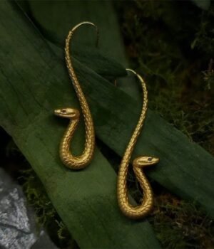 Creative Design S Shape Matte Gold Snake Hook Earrings