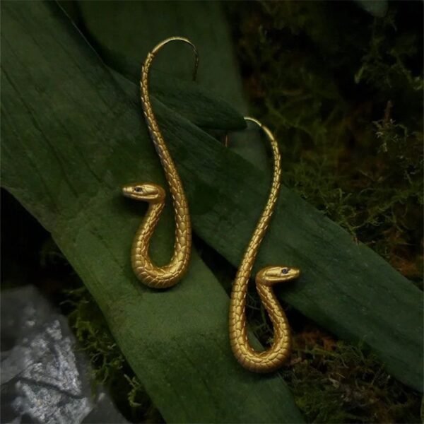 Creative Design S Shape Matte Gold Snake Hook Earrings