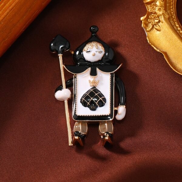 Poker Card Sign Red Heart Black Spade Soldier Brooch - Image 7